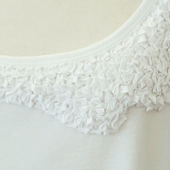 Talbots White Scoop Neck Ribbon Detail 100% Pima Cotton Tank Top Size XL - Picture 4 of 6
